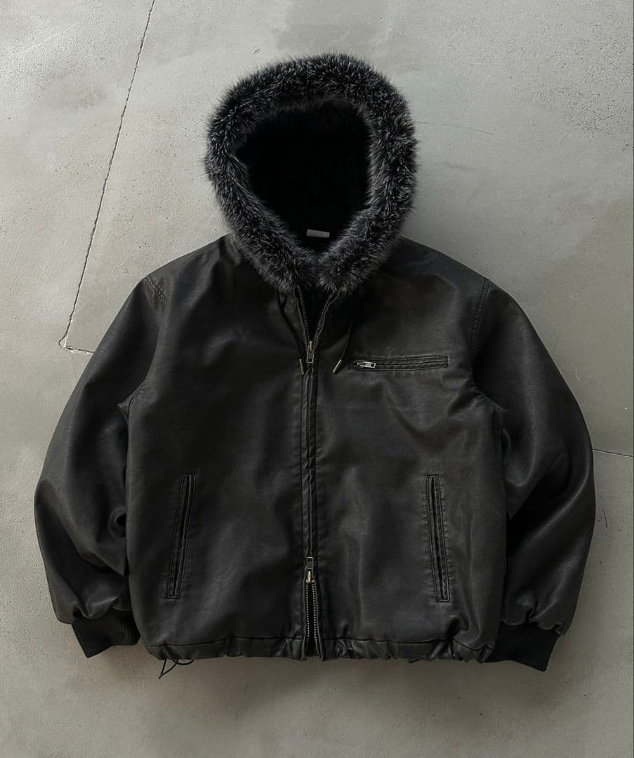 WISHFOREVER　ドローコードダブルジップ２WAYフードブルゾン　パーカー