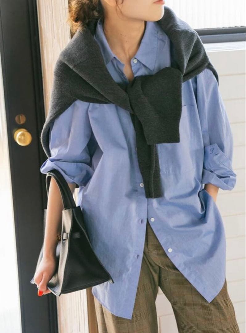 spick＆span 50コットンオーバーシャツ　人気カラー　ブルー