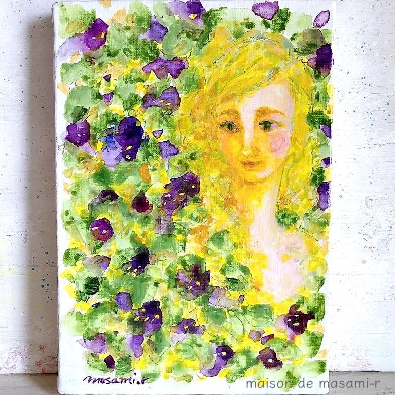 「ヘリオトロープ（ブライトブルー）」 アクリル画 SM キャンバス 原画 額なし