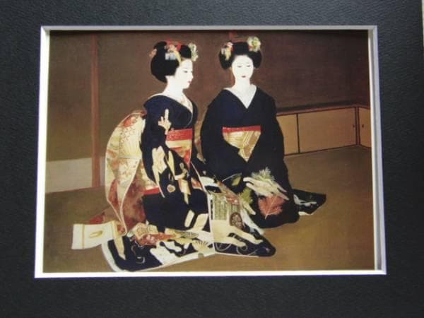 鬼頭　鍋三郎、正月、希少な画集より、新品高級額装付、版上サイン入り