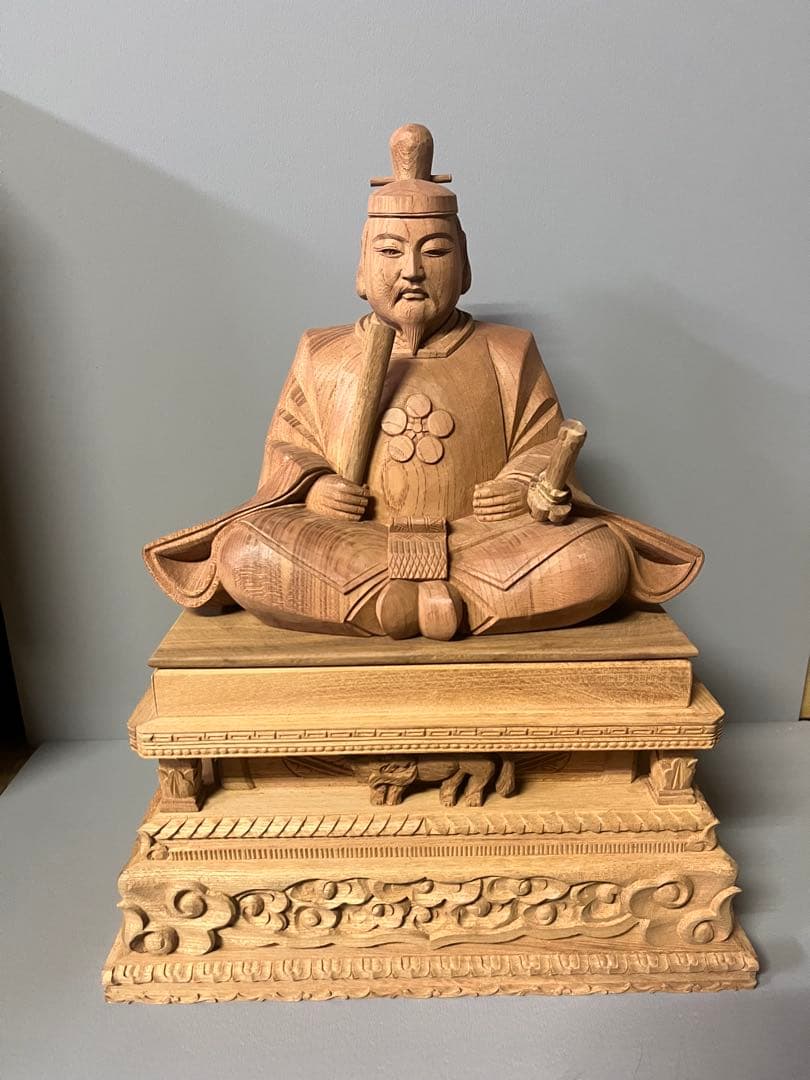 特別価格　菅原道真公　木彫り　欅材　天神様　学問の神様　大　24 nksd-9980084-1.jpg