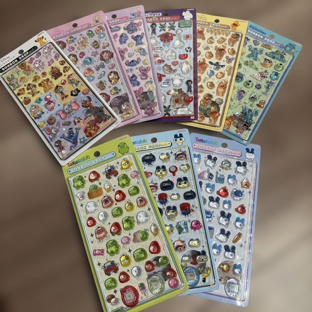 【正規品】ディズニー6種 / たまごっち　３種ボンボンドロップシール　9点