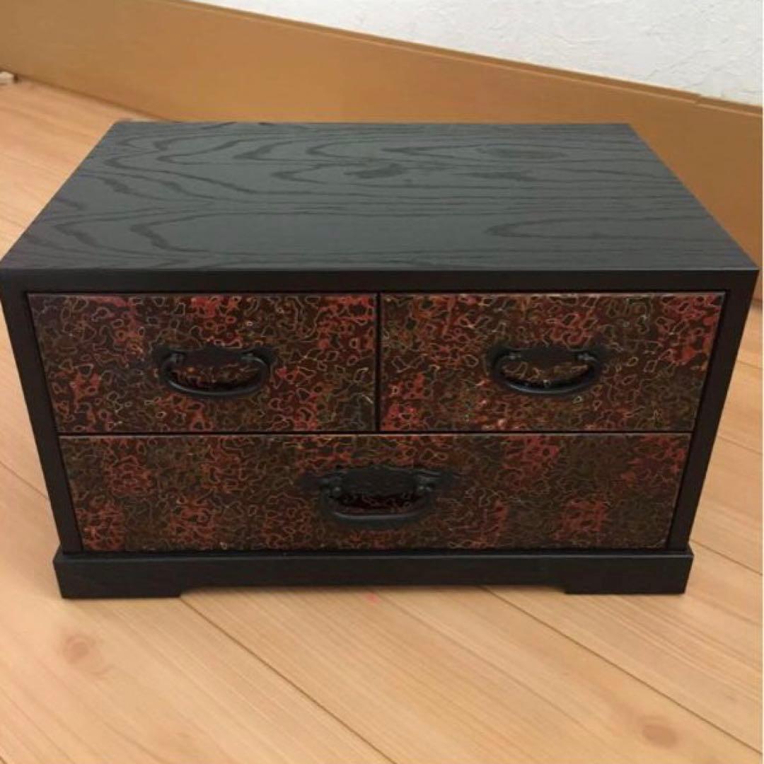 伝統的な津軽塗り2段ボックス　小箪笥　昭和　レトロ