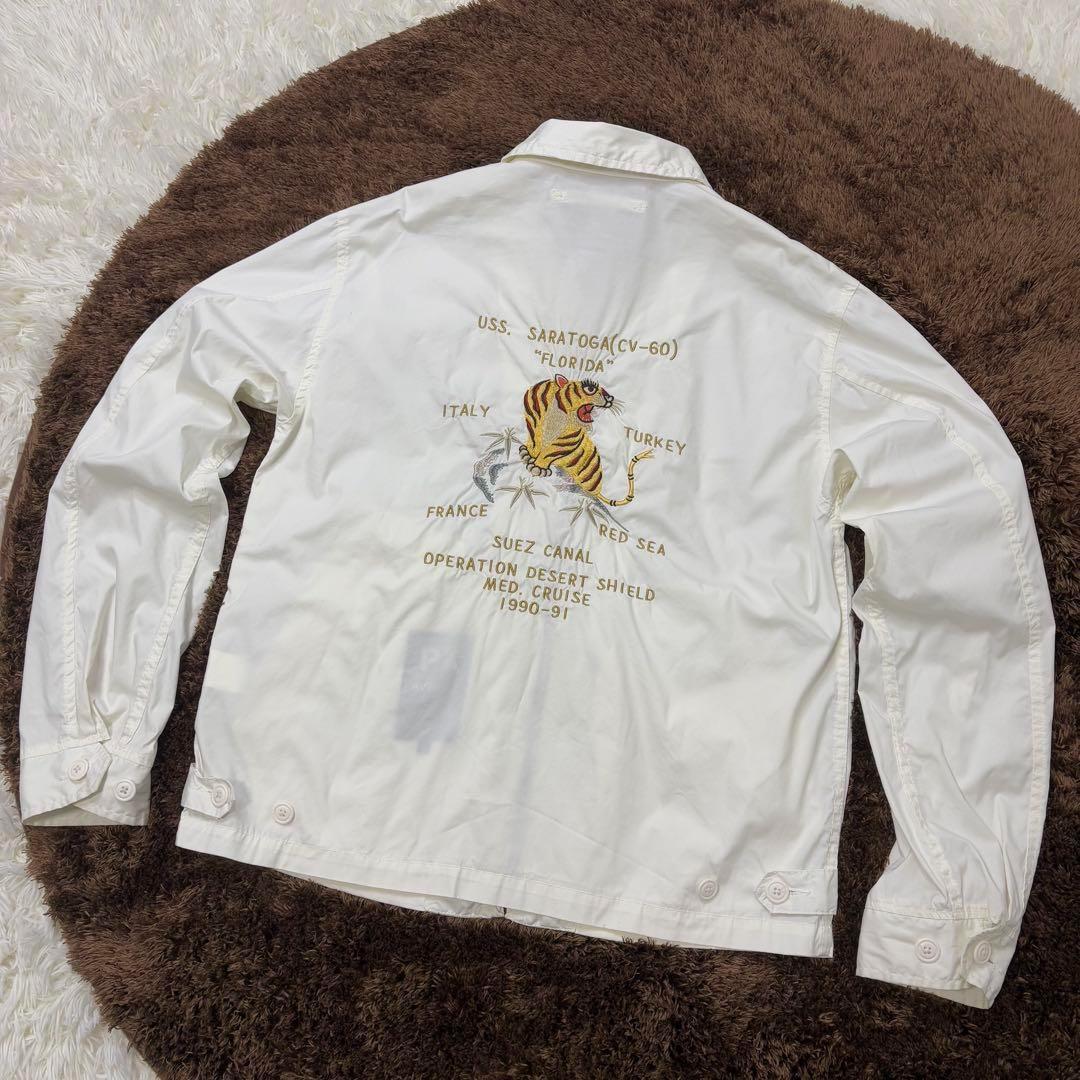 AVIREX 刺繍 虎 スカジャン ベトジャン スーベニア 白 ホワイト - メルカリ