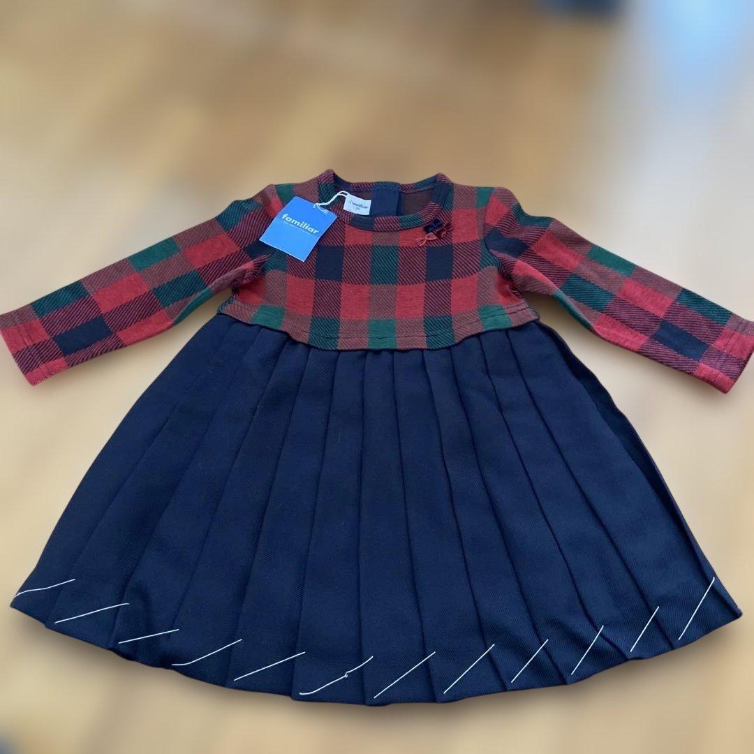 familiar チェック柄フォーマルドレス 90