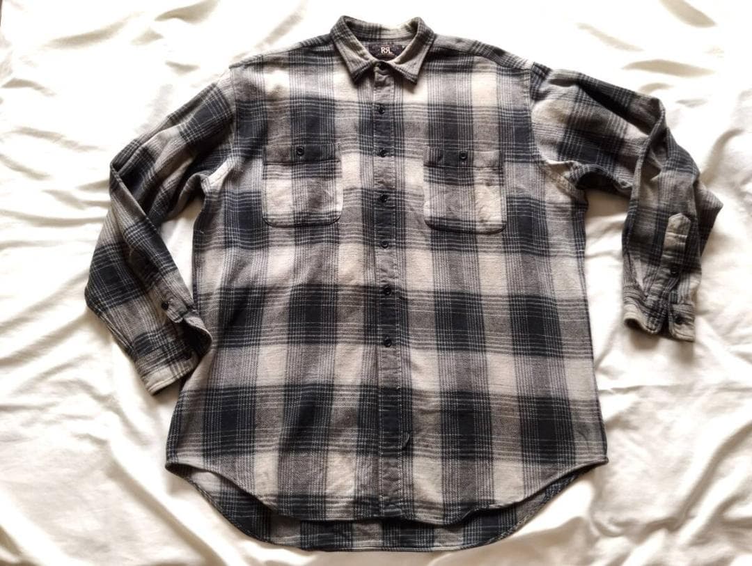 RRL ３ツ星 オンブレ シャドーチェックネルシャツL ９０’ｓ JDirectItems경매 - [k1204200379]RRL 3ツ星 オンブレ シャドー