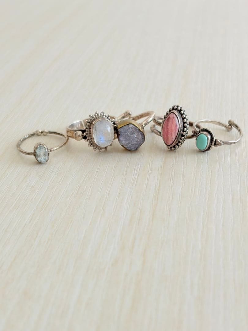 【定価30,000円相当】正規品 シルバー925天然石リング5点セット