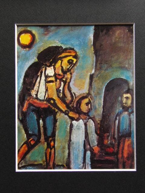 ルオー「避難」、希少画集画、状態良好、新品高級額装付