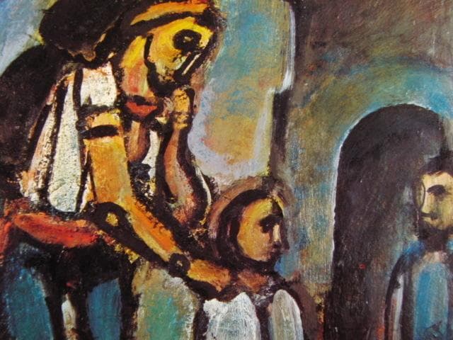 ルオー「避難」、希少画集画、状態良好、新品高級額装付