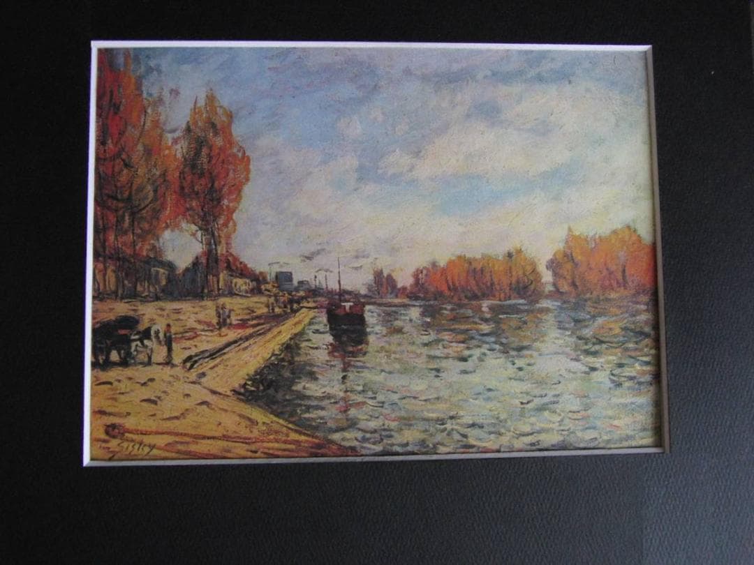 アルフレッド・シスレー、【シュレーヌのセーヌ川】、希少な額装用画集より