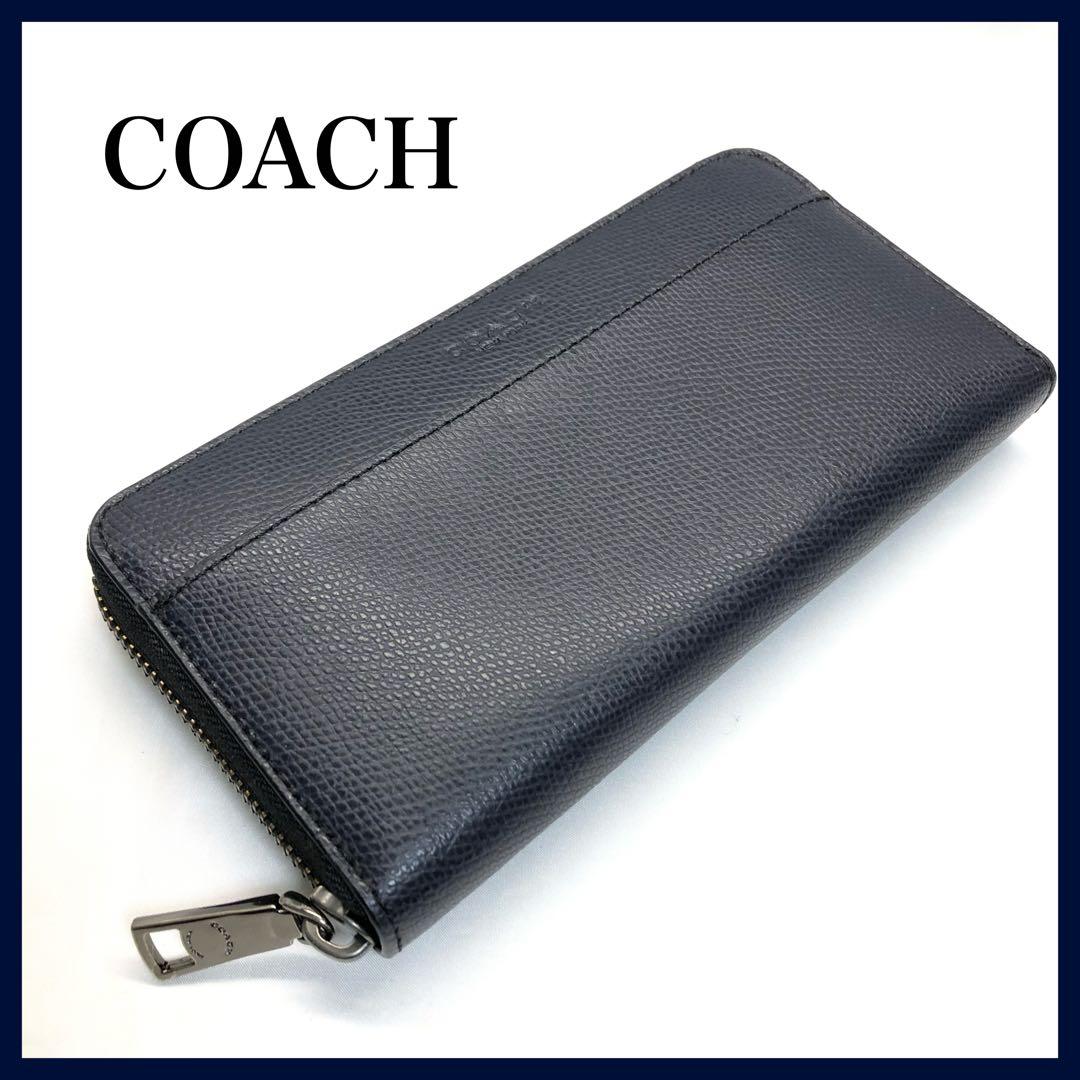【極美品✨】　COACH コーチ　長財布　メンズ　ネイビー