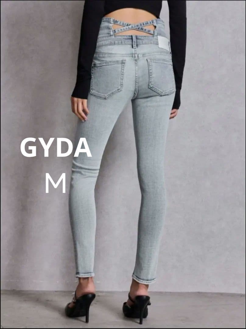 ジェイダ　ハイウエストウエストクロススキニーデニムパンツ