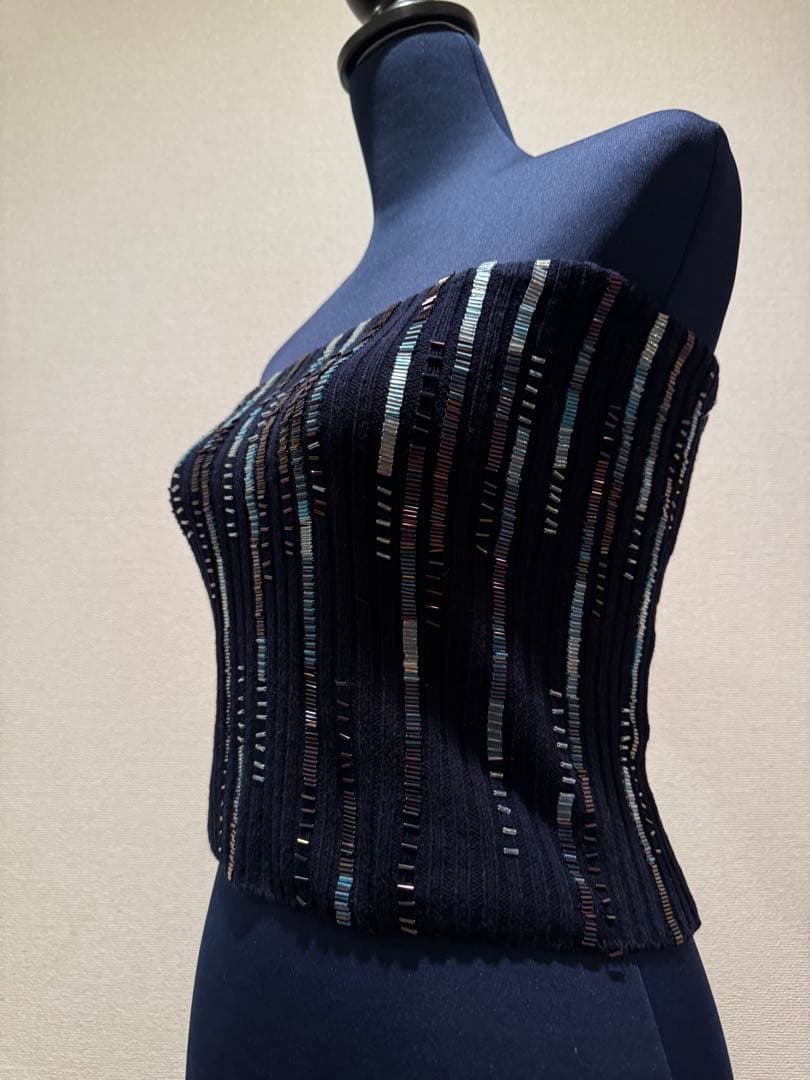 【レア】VIVIENNE TAM ネイビー✨ ビーズチューブトップ✨
