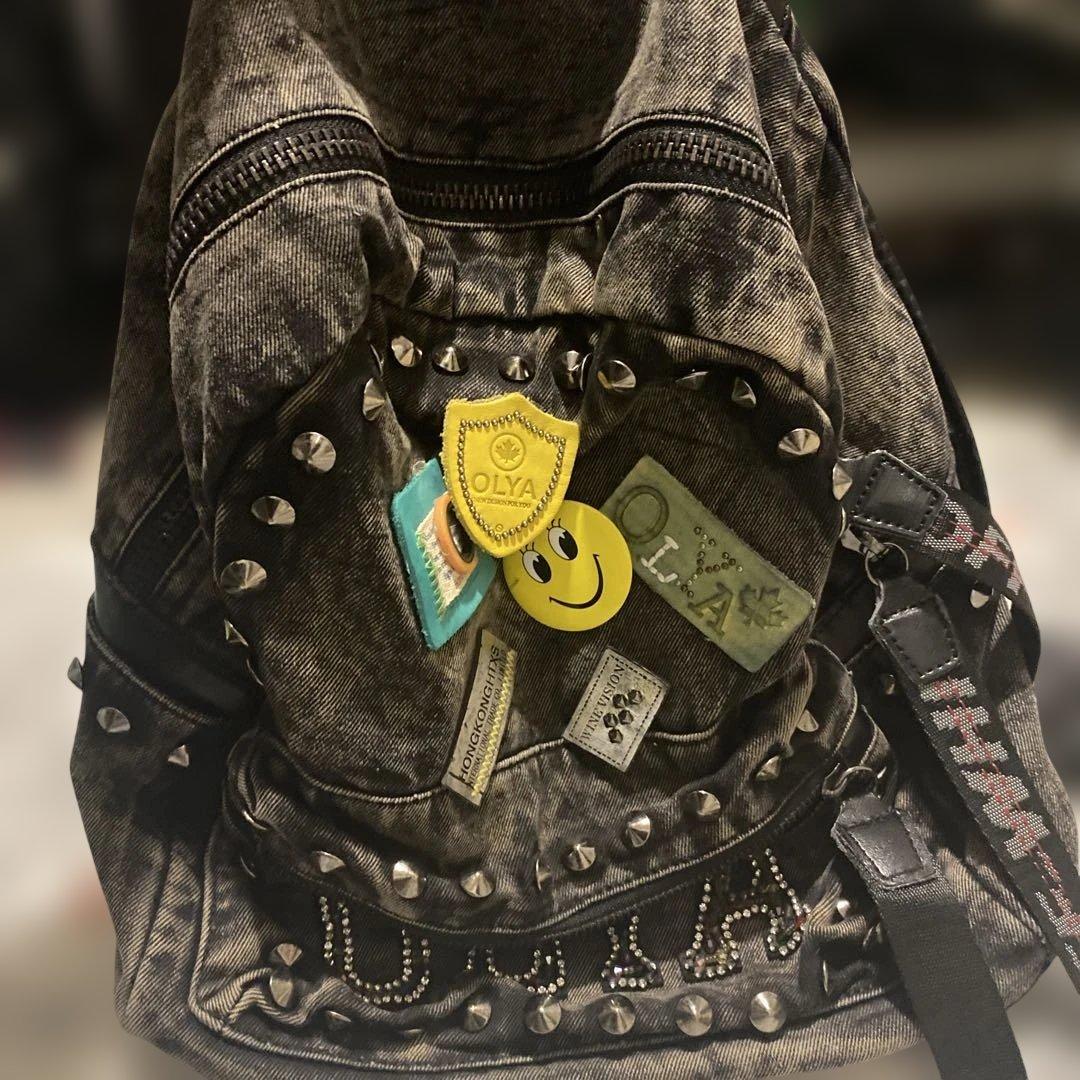 OLYA スタッズ付きリュック y2k グランジ サブカル y2k 00s スタッズ リュック グランジ ブラック - メルカリ