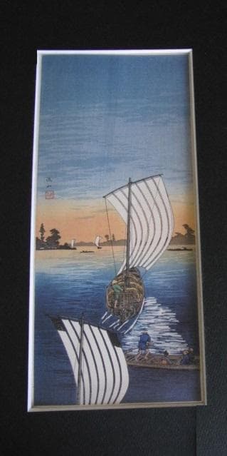 高橋松亭、【流山】、希少な額装用画集より、美品、新品額装付