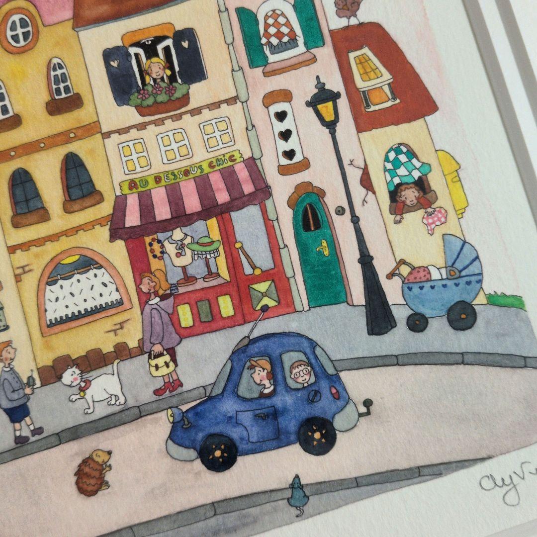 Clyv クリーブ版画「粋な町」258/300 鉛筆サイン ジクレー フランス