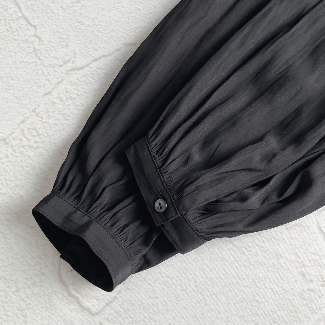 ✨極美品✨ドゥボンクール リボン 襟ギャザーブラウス サテン シフォン