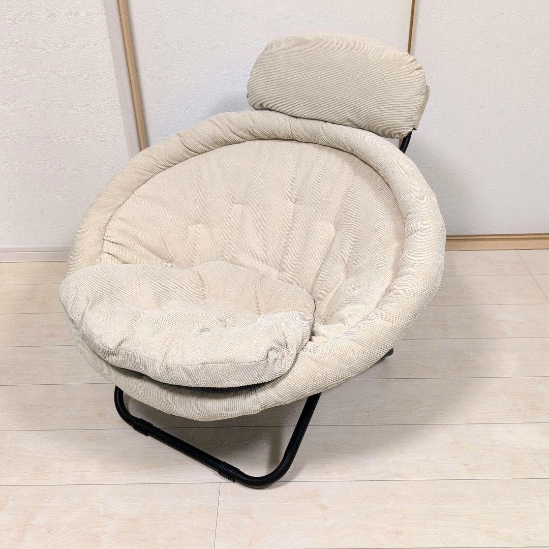 2way フォールディングチェア キャンバス ベージュ　　クッション付き