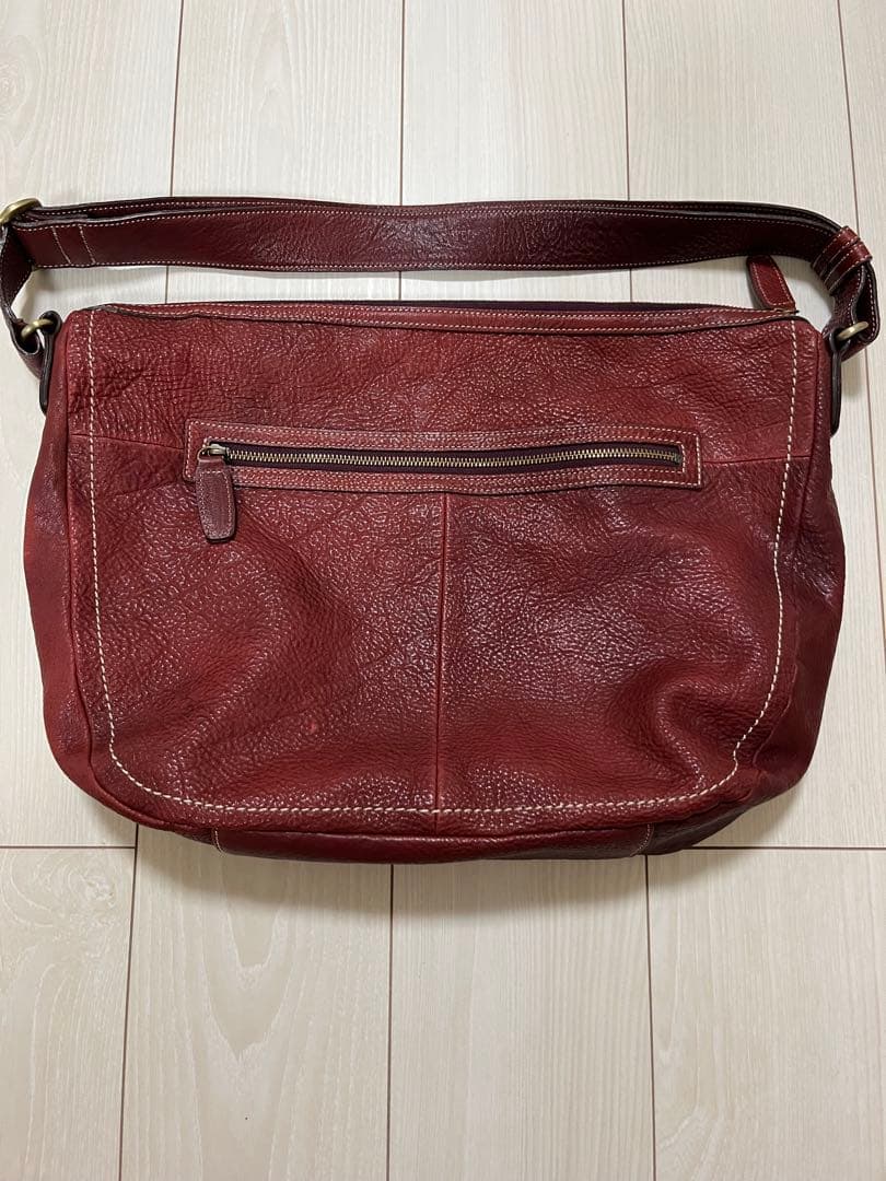 土屋鞄製作所　バーガンディ レザー メッセンジャーバッグ