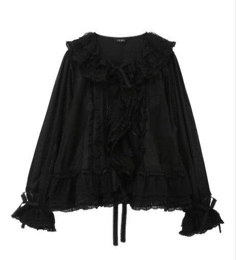 ピンクハウス 黒 ローズレース使いローンフリルブラウス ローンフリルブラウス｜ピンクハウスオフィシャルオンラインストア