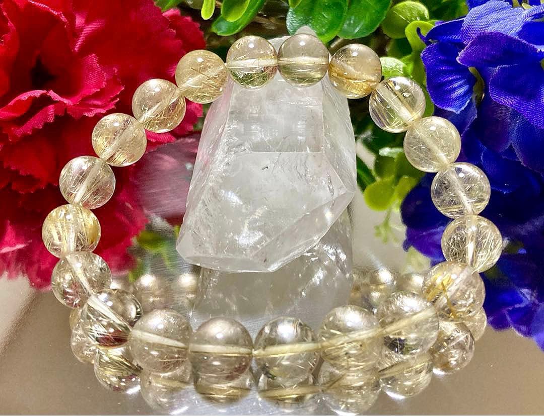 虹　最高品質　天然石の王者　ナチュラルフュージョンゴールドルチルクォーツ