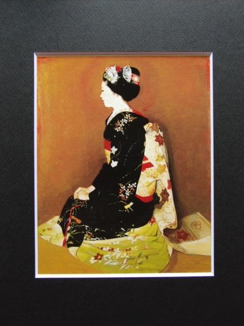 鬼頭鍋三郎、【祭りの日】、希少な画集画、新品高級額 額装付、状態良好