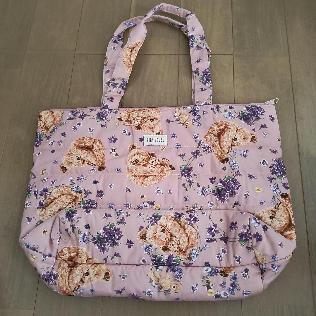 宝島社付録ピンクハウス クマさんと花柄ポリエステルトートバッグ