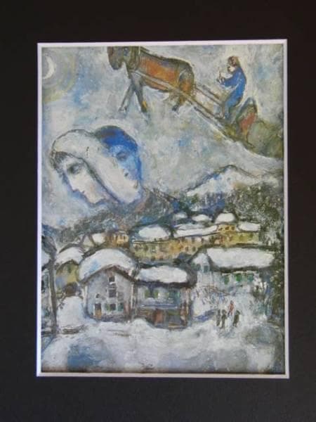 シャガール『シルス・マリアの窓辺』希少画集画、高級新品額・額装付