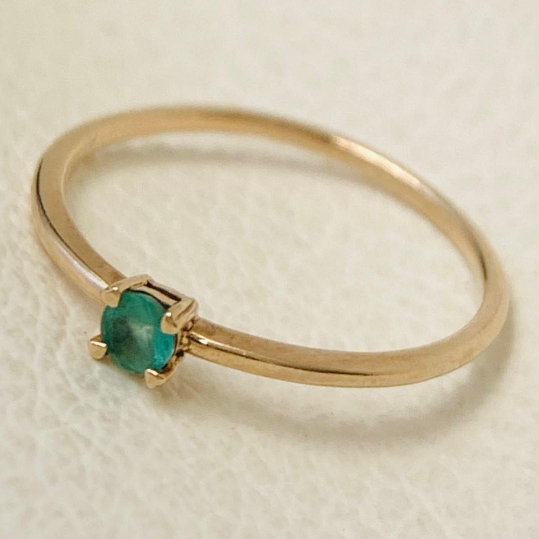 k10 エメラルド イエローゴールド シンプル リング 指輪 11号 10金