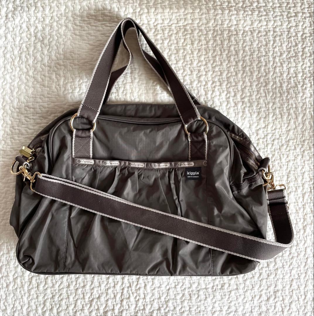 レスポートサック kippis コラボ ボストンバッグ ブラウン　花柄