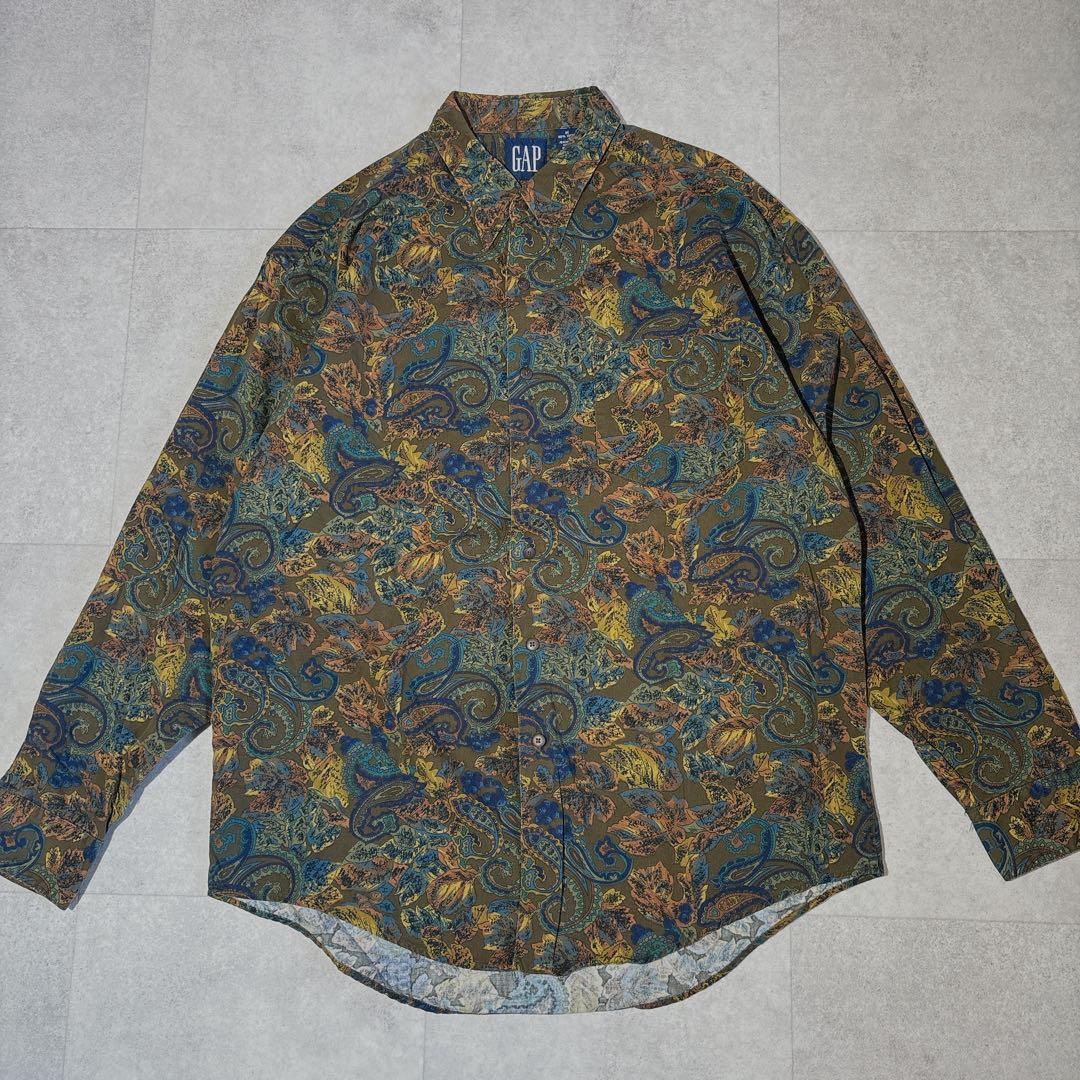 GAP】90s ペイズリー ボタニカル オールドGAP 総柄長袖シャツ - メルカリ