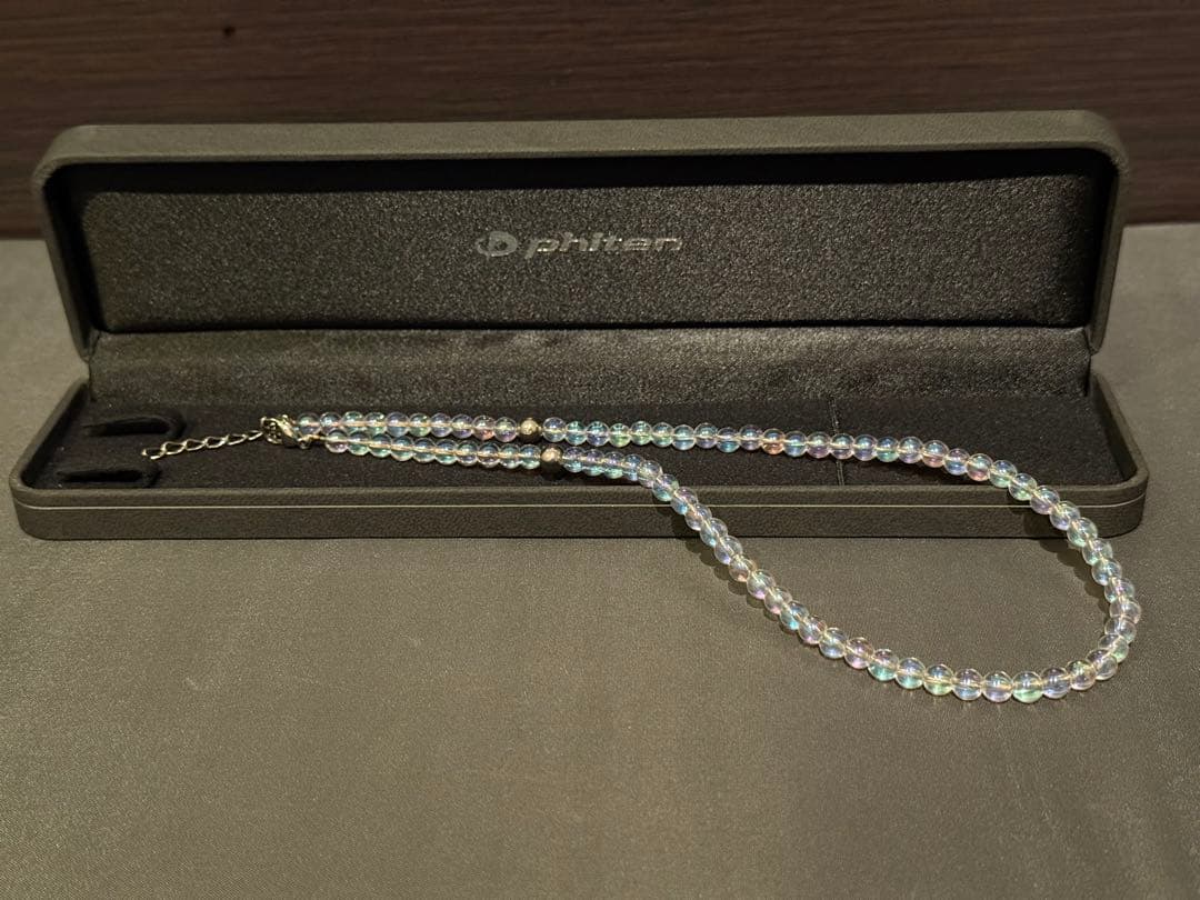 チタン水晶ネックレス(5mm玉) 40cm(+5cmアジャスター)