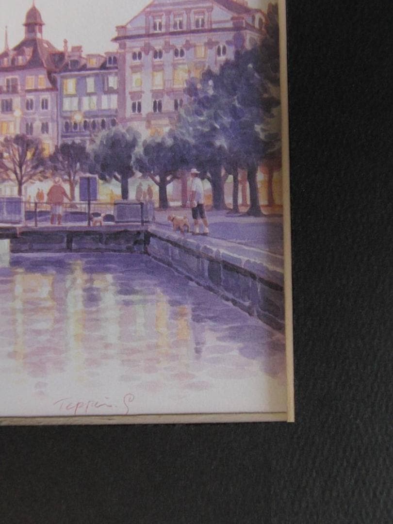 笹倉鉄平、【ルツェン夕景】、希少な額装用画集より、状態良好、新品