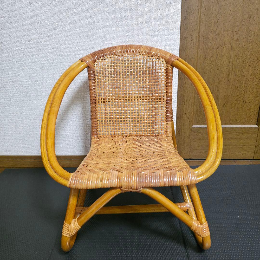 古家具　ナチュラル　天然素材　籐ラタンフレーム ラタンチェア 椅子 アームチェア