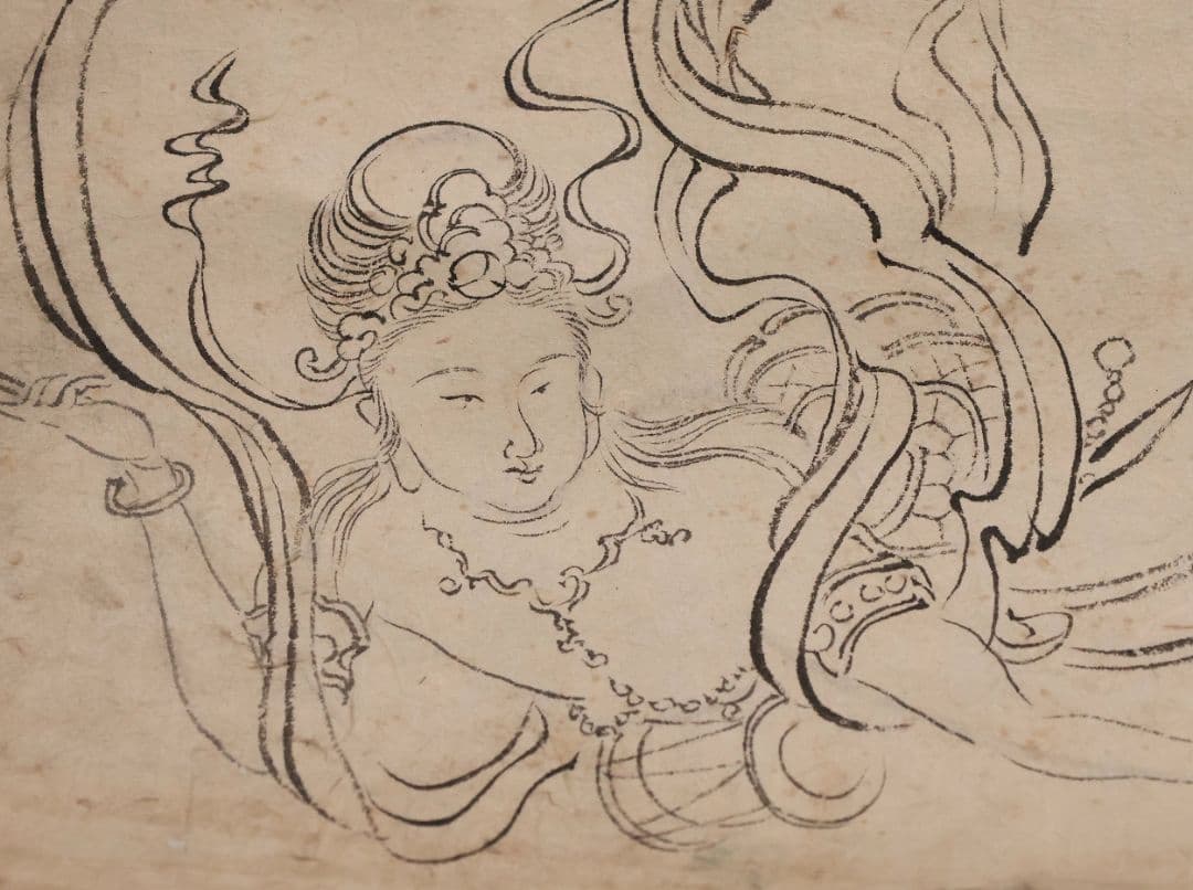 模写】日本画 穂庵先生 人物花鳥 紙本 巻物 捲り デッサン 美人 MA852