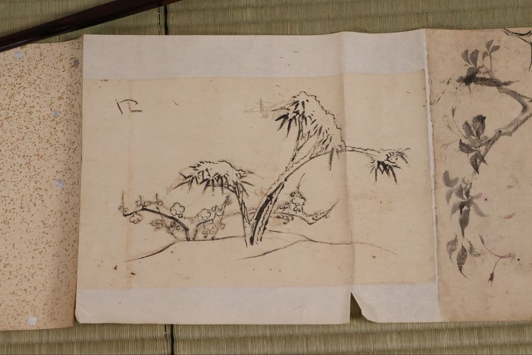 模写】日本画 穂庵先生 人物花鳥 紙本 巻物 捲り デッサン 美人 MA852