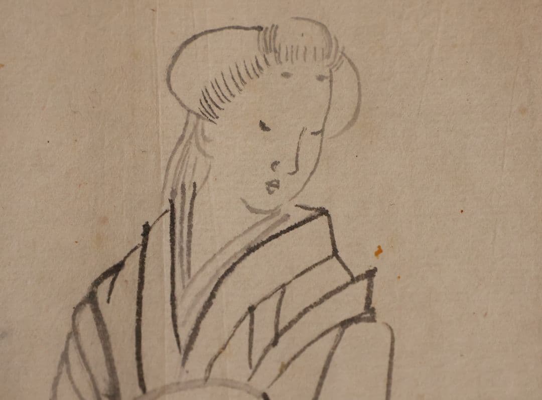 模写】日本画 穂庵先生 人物花鳥 紙本 巻物 捲り デッサン 美人 MA852