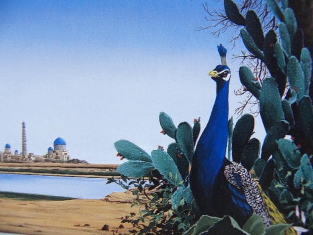 北久美子、【遠き旅空　青い空】、希少な画集画、新品高級額 額装付