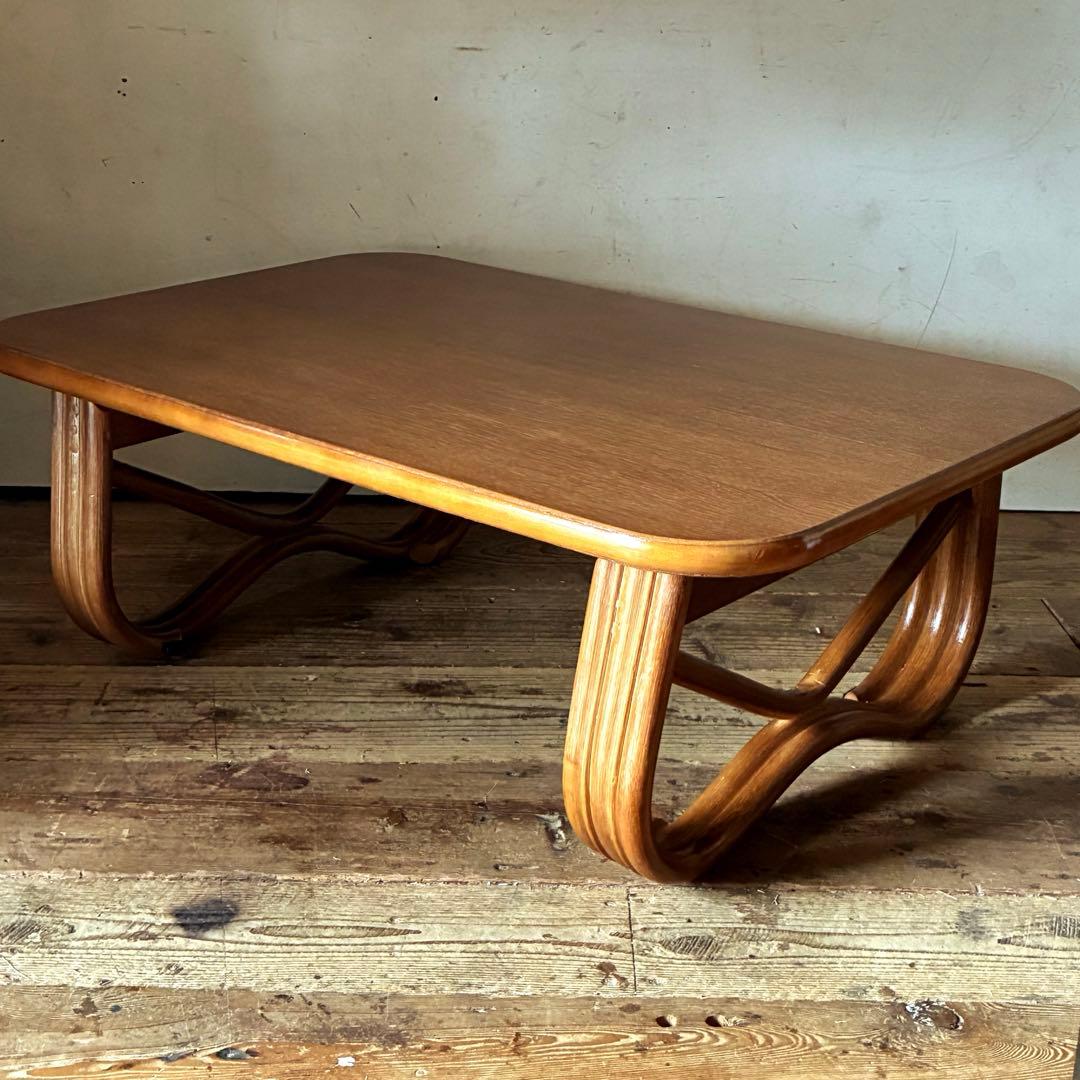 レトロ ヴィンテージ 折り畳み式 センターテーブル ラタン脚 ahh1020252_1.jpg