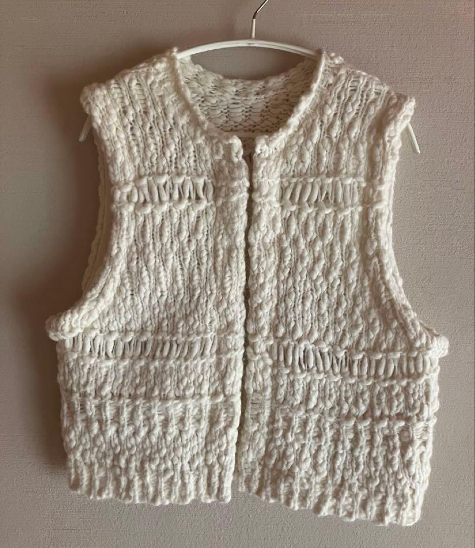 北欧 暮らしの道具店 ウール混のチャンキーニットベスト アイボリー