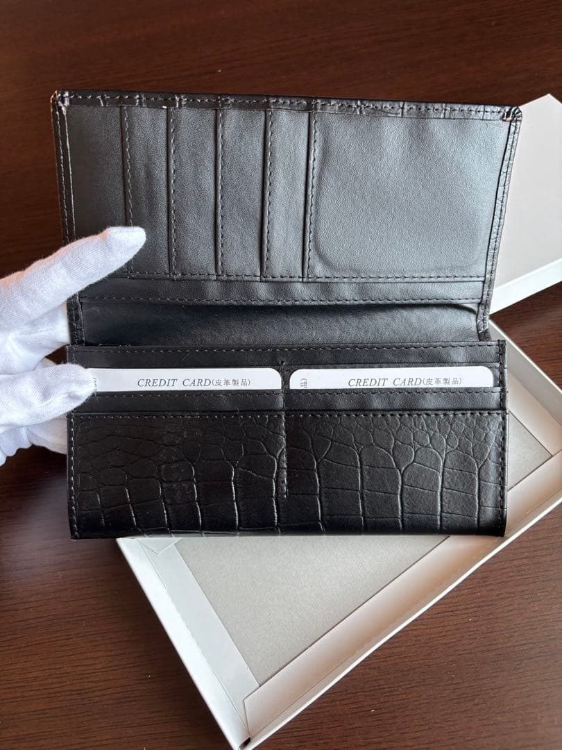 皇居菊の御紋入り 長財布 クロコダイル風型押し 黒 - メルカリ