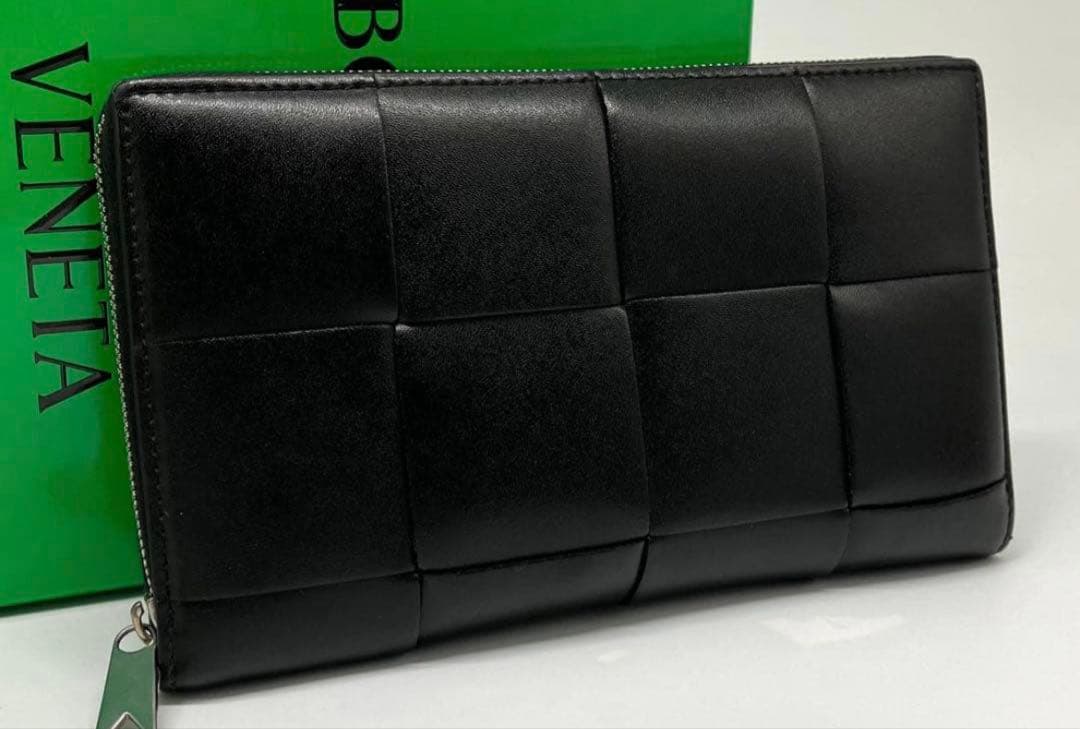 ボッテガ ヴェネタ カセット ラウンドファスナー 長財布 ブラック