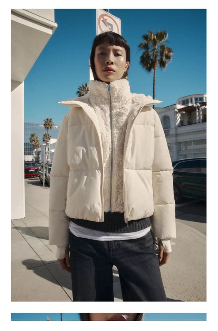 【新品未使用】ZARA フェイクシープスキンフード付き撥水ウィンドブレーカー