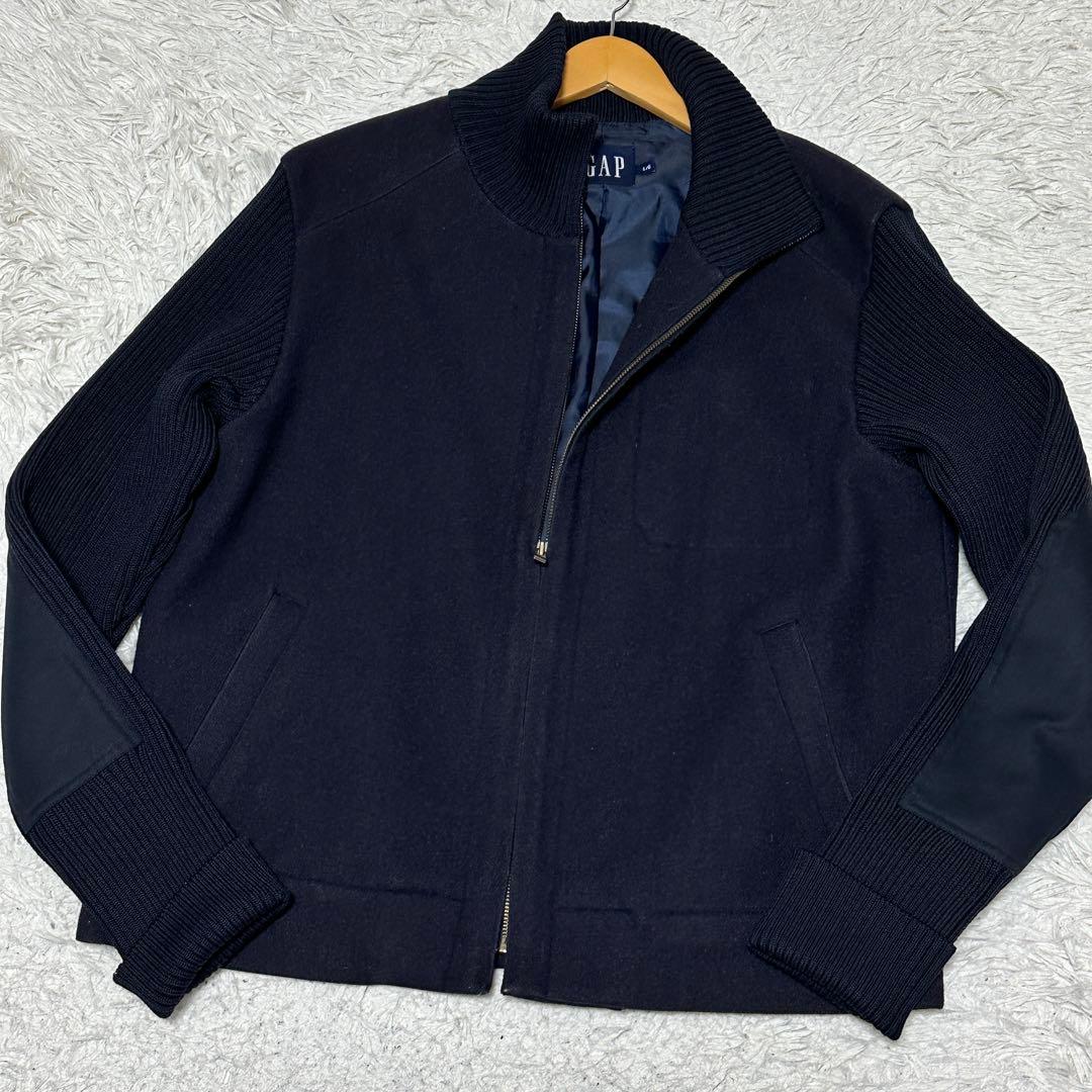 old GAP ブルゾン ドライバーズニット　ネイビー エルボーパッチ L old GAP ブルゾン ドライバーズニット ネイビー エルボーパッチ xs