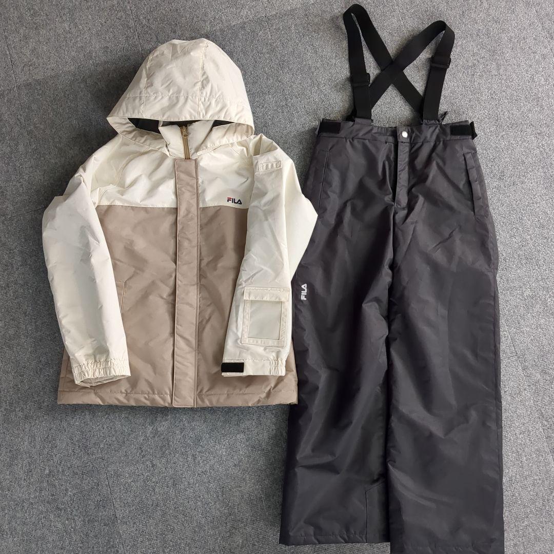 FILA スキーウェア 150cm オフホワイト ベージュ ブラック 上下セット