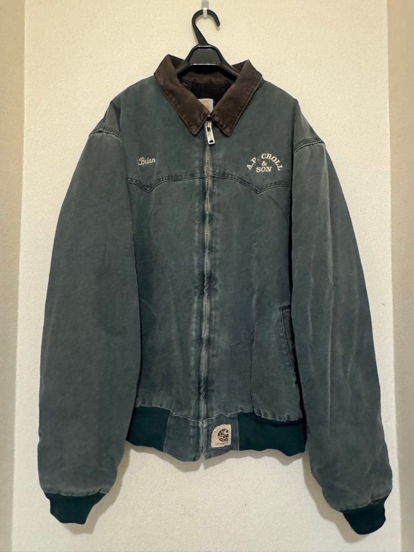 Carhartt サンタフェジャケット J13 グリーン 企業ロゴ 美品USA製