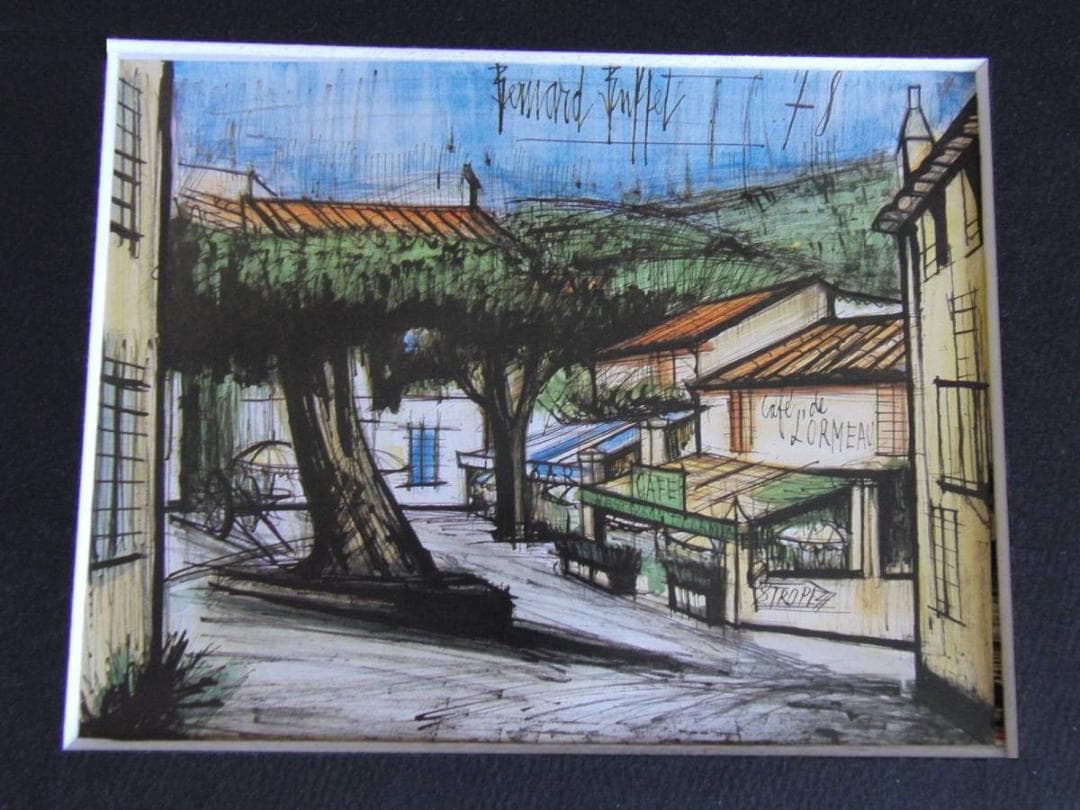 ベルナール・ビュッフェ、希少な額装用画集より、新品額装、マット額装付、状態良好