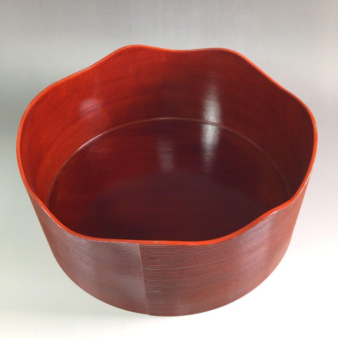 R356 千歳盆 『塗師 川瀬表完作』『花押』『銀杏蒔絵』 共箱