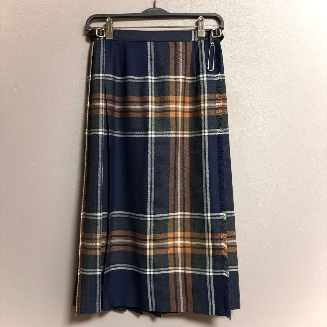 未使用近い オニールオブダブリン 大きいサイズ12 ミモレ プリーツスカート 紺