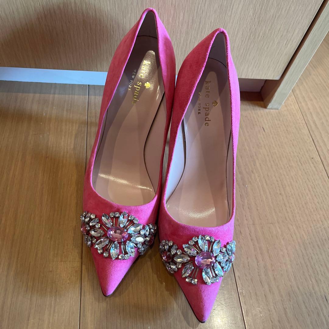 新品！ケイトスペード ビジュー付き ピンク ピンヒール 23.5cm